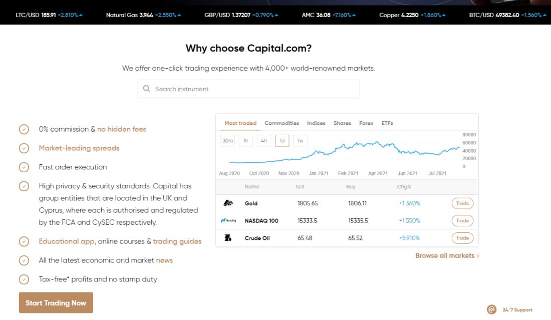 Capital.com交易股票价差合约